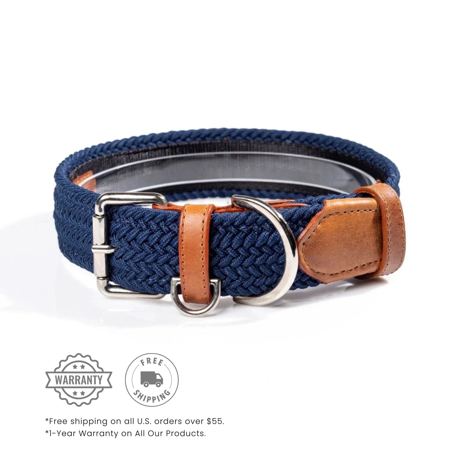 Premium braided dog collar with genuine leather and metal buckle. Heavy-duty, no-pull design for comfort and durability. Ideal for small, medium, and large dogs.