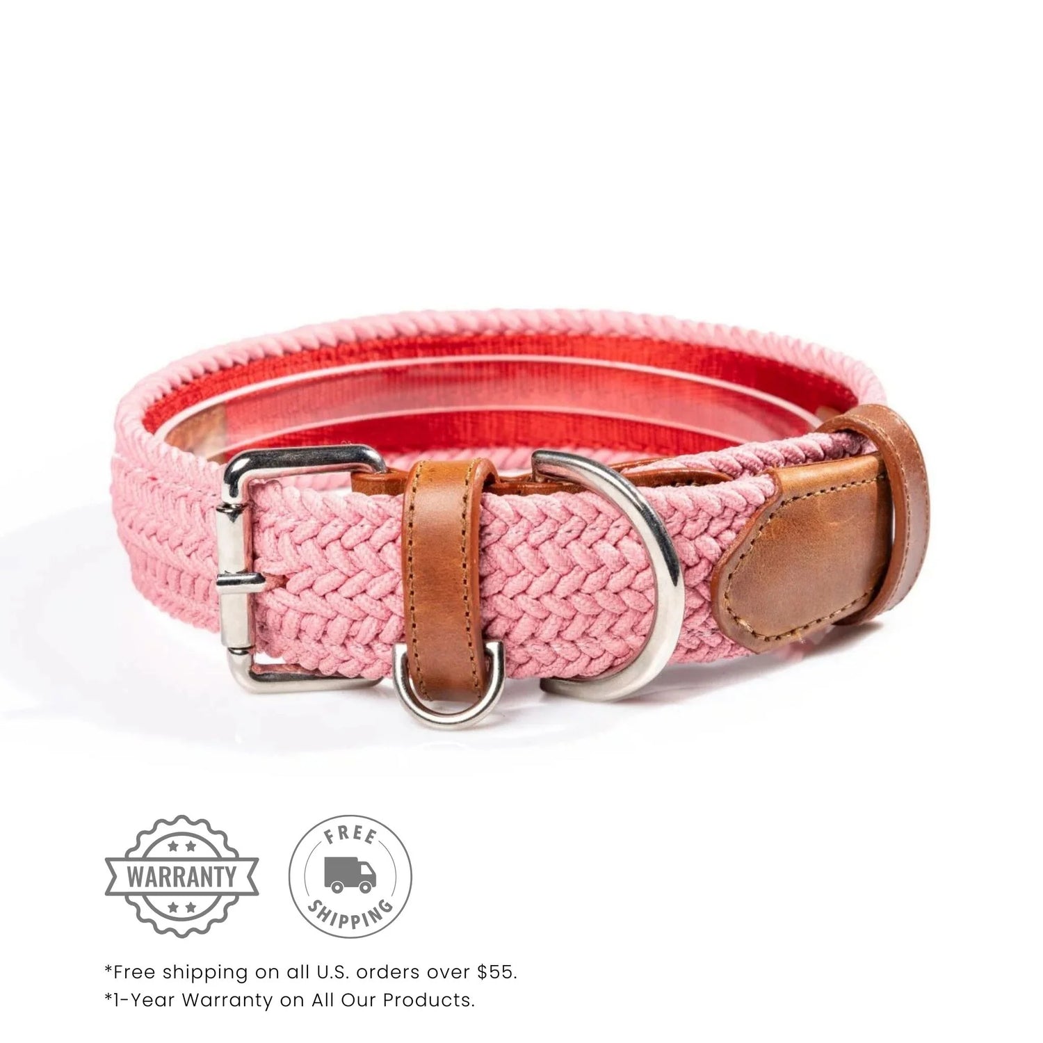 Premium braided dog collar with genuine leather and metal buckle. Heavy-duty, no-pull design for comfort and durability. Ideal for small, medium, and large dogs.